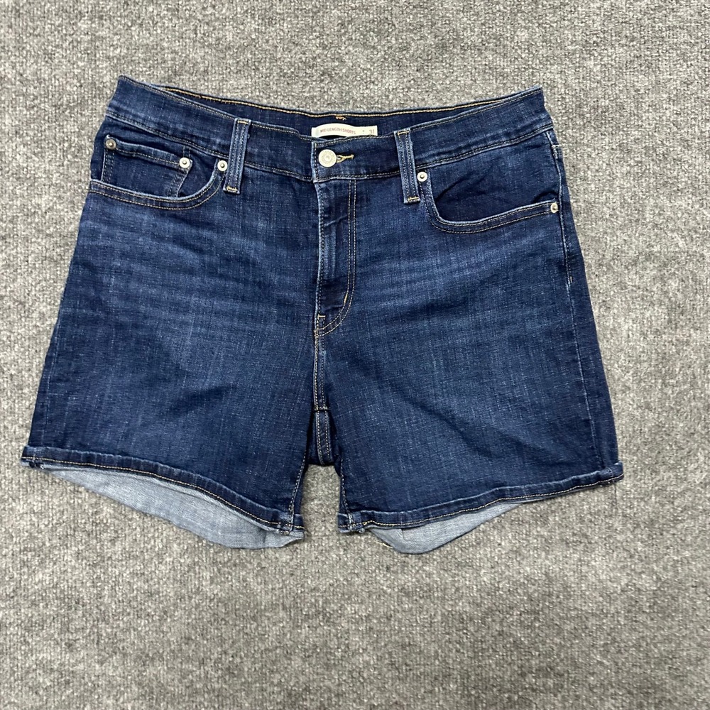 Levi's Shorts Womens Size 31 Dark Wash Mid Length Denim Jean Casual Classic